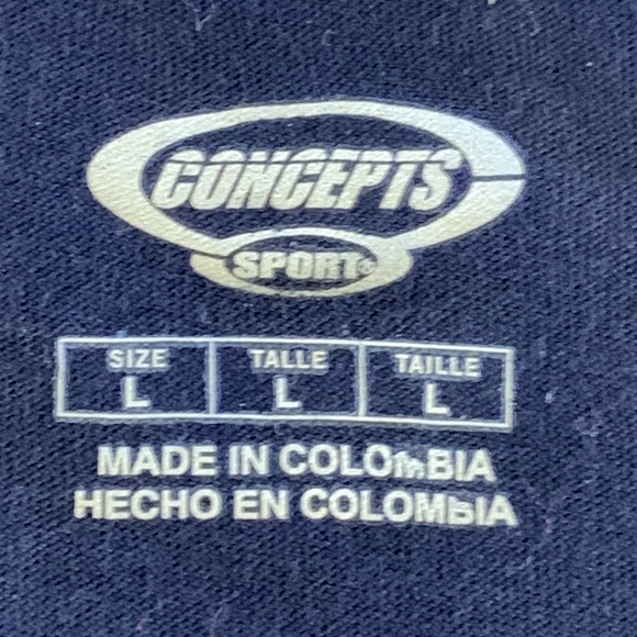 Navy V-neck T-shirt, Size Large, Blue and Yellow - Picture 4 of 7